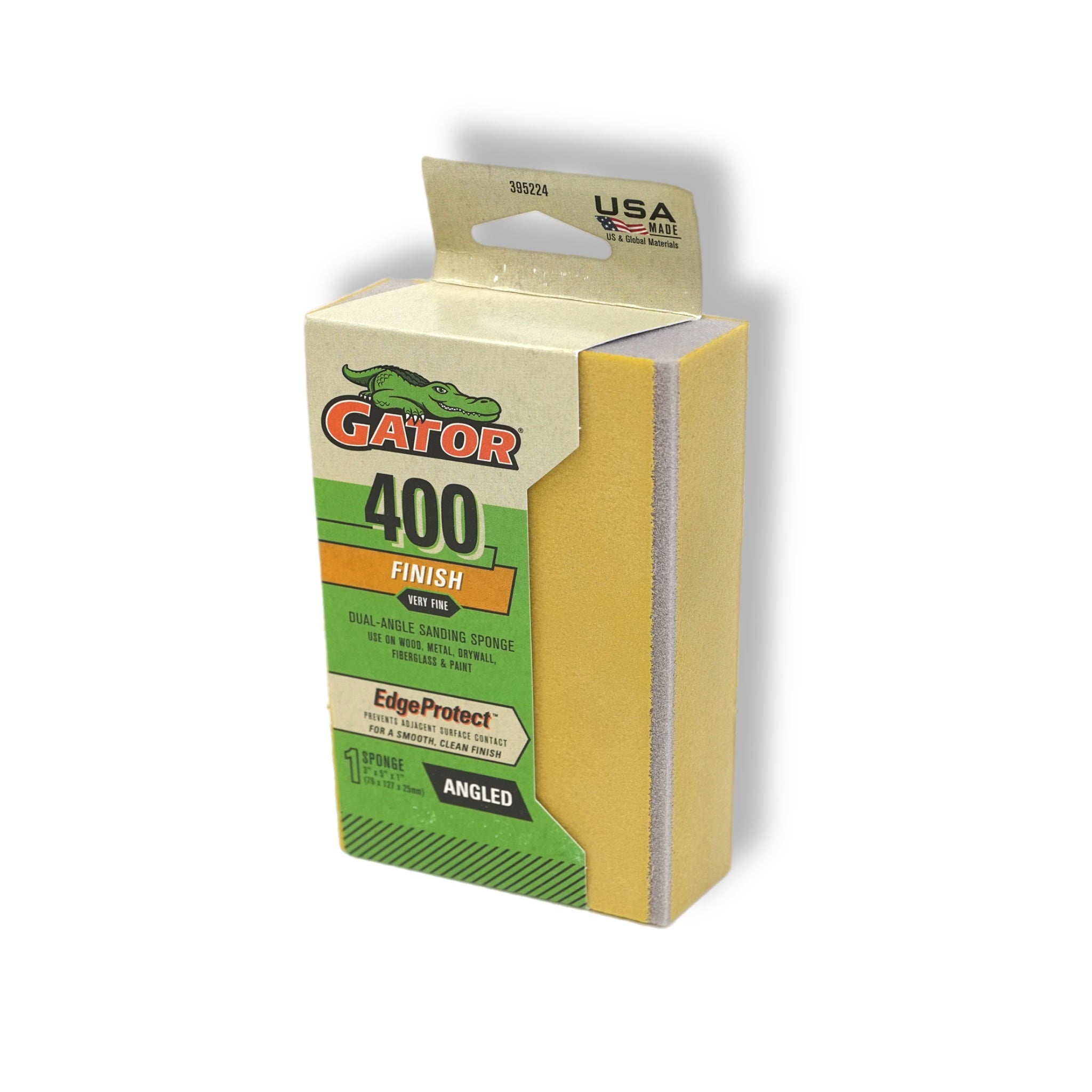 Edge Protect 3 in. x 5 in. x 1 in. 400-Grit Angled Medium Sanding Sponge Sheet