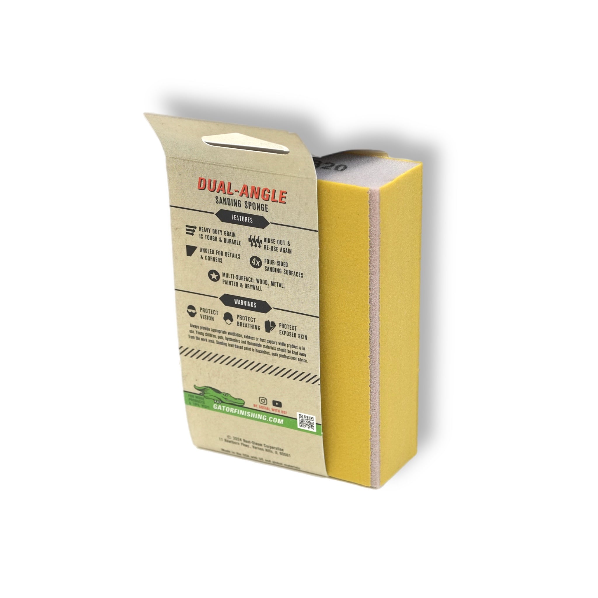 Edge Protect 3 in. x 5 in. x 1 in. 320-Grit Sheet Angled Medium Sanding Sponge