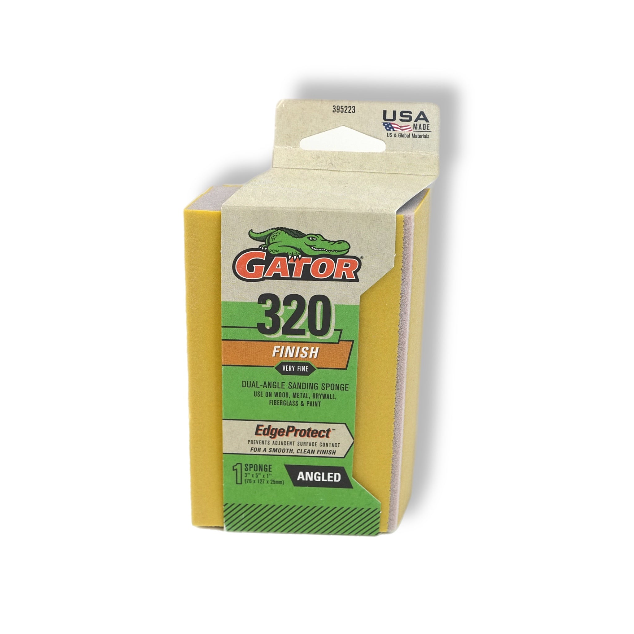 Edge Protect 3 in. x 5 in. x 1 in. 320-Grit Sheet Angled Medium Sanding Sponge