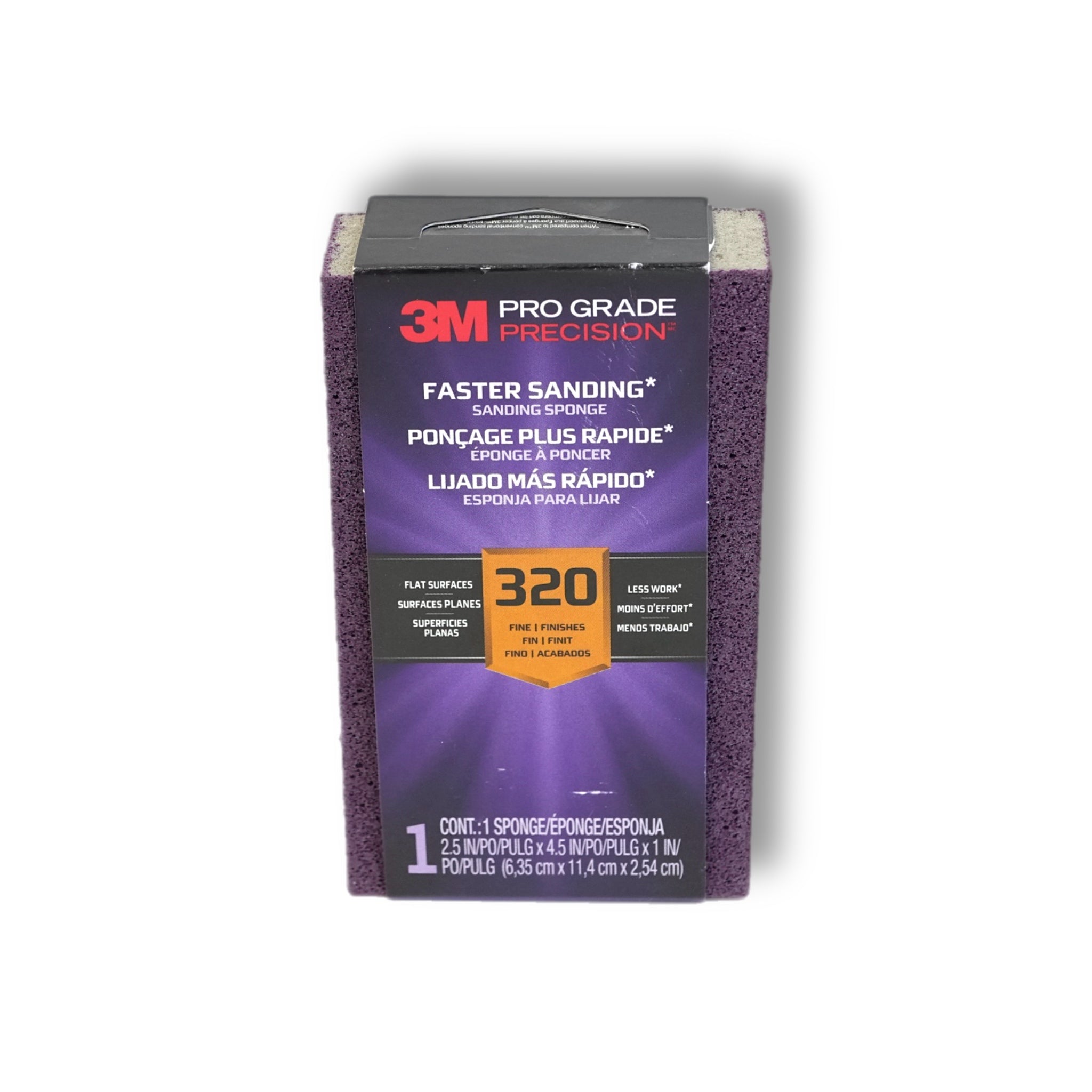 Pro Grade Precision 2.5 in. x 4.5 in. x 1 in. 320 Grit Faster Sanding Sanding Block Sponge (1-Pack)