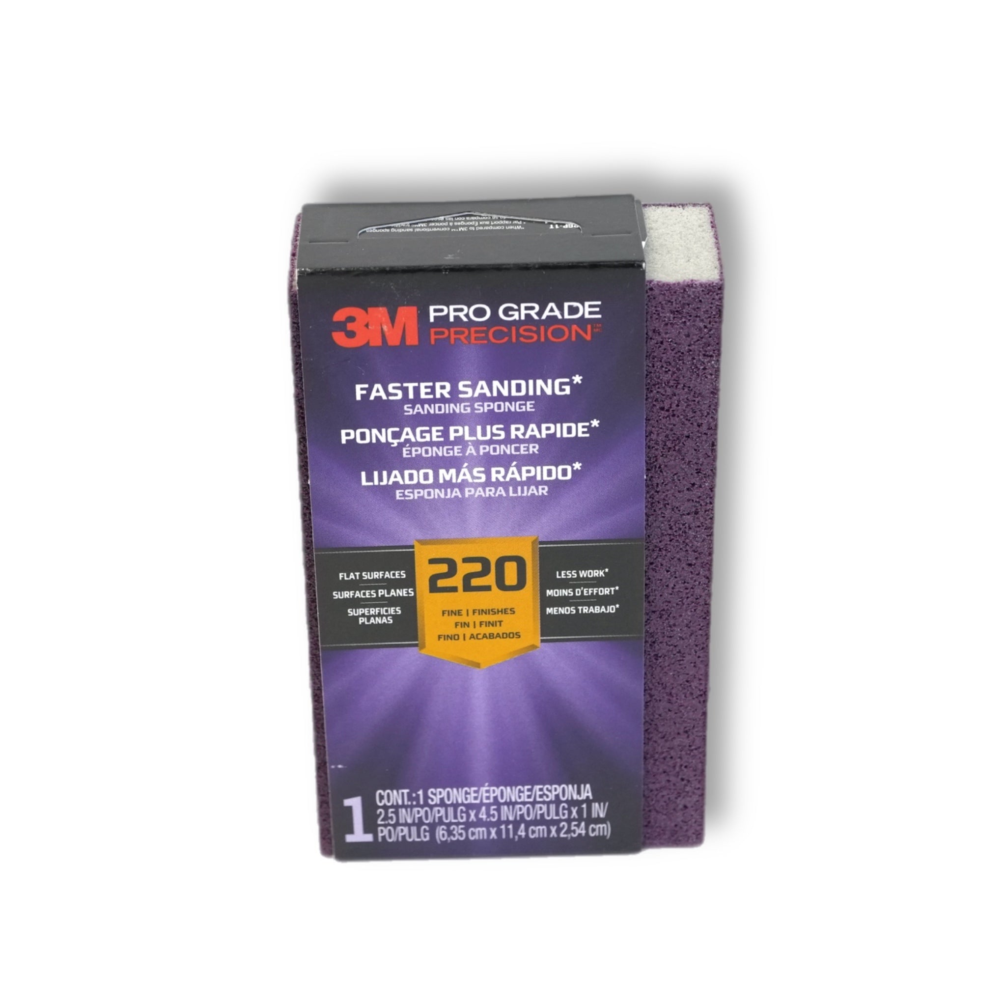 Pro Grade Precision 2.5 in. x 4.5 in. x 1 in. 220 Grit Fine Faster Sanding Block Sponge (1-Pack)