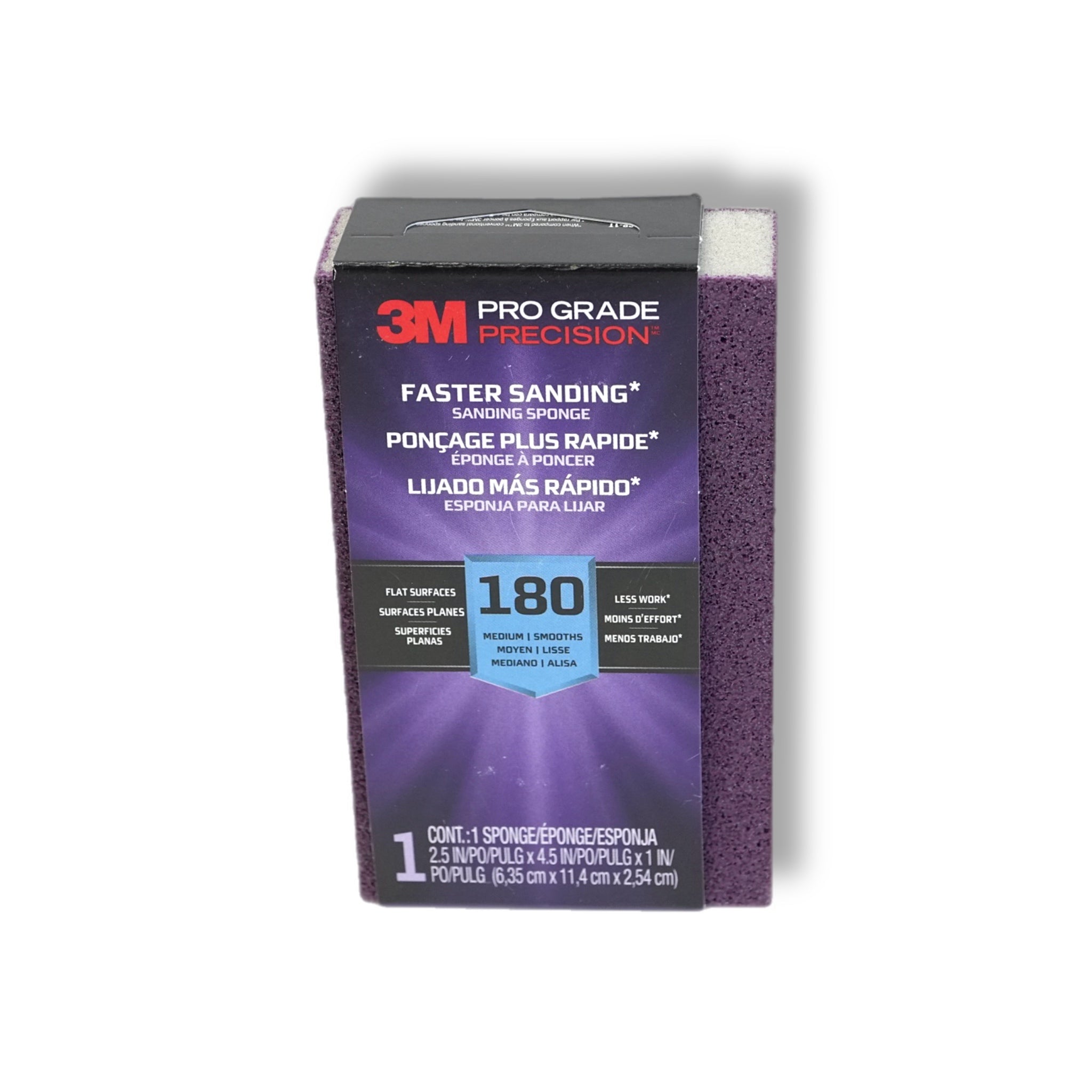 Pro Grade Precision 2 1/2 in. x 4-1/2 in. x 1 in. 180-Grit Medium Block Sanding Sponge (1-Pack)