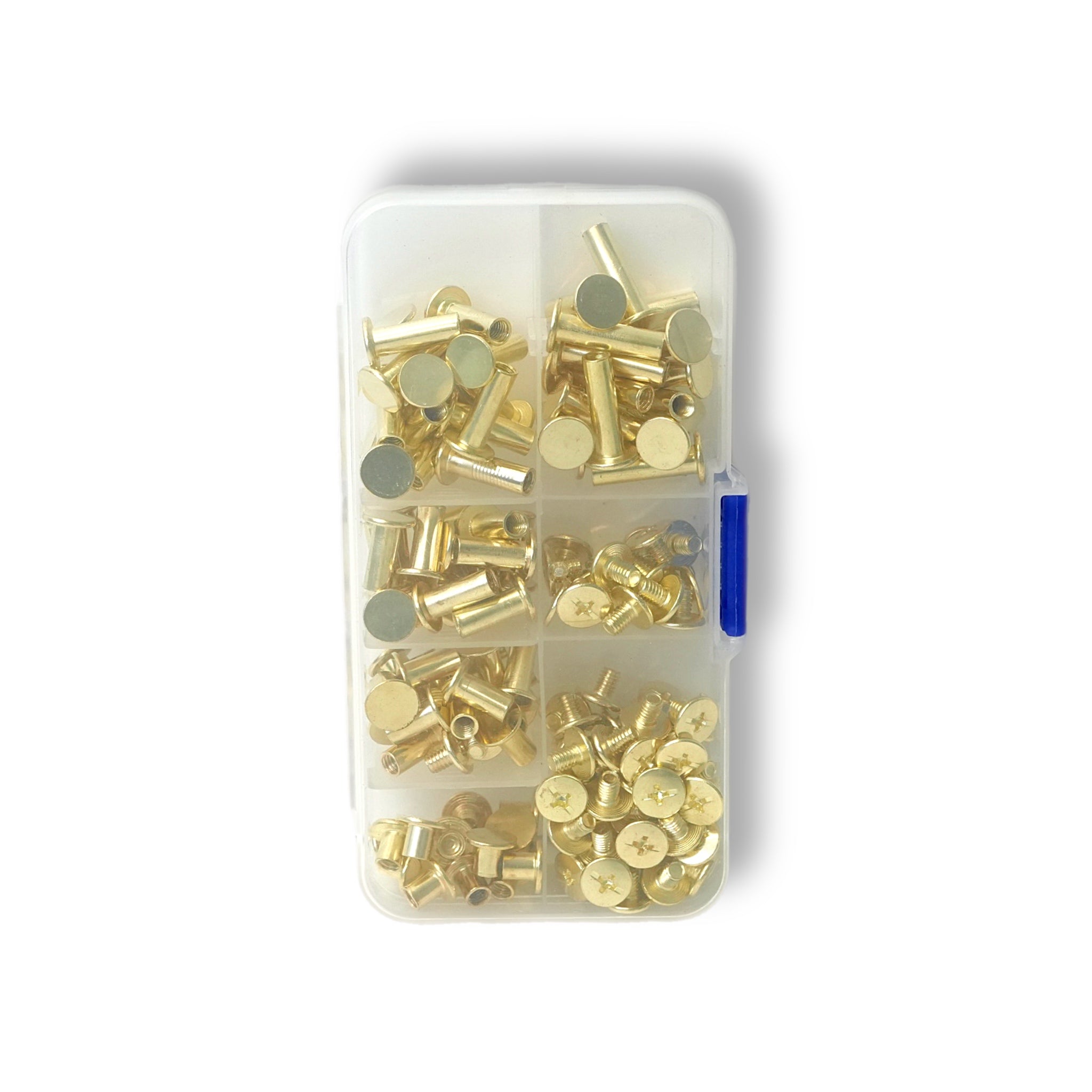 80 Sets Chicago Screws Assorted Kit 4 Sizes Golden Leather Rivets 1/4 5/16 3/8 1