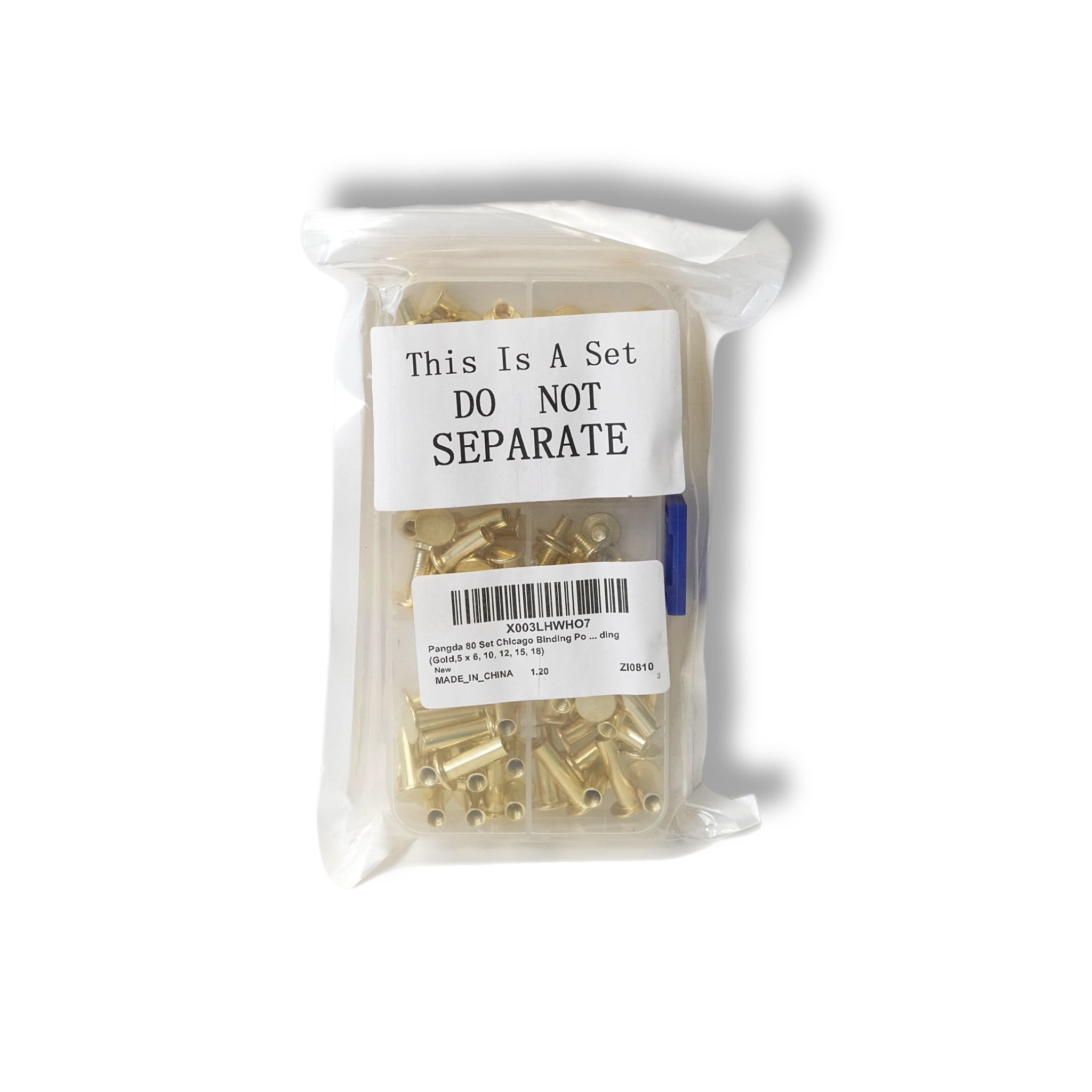 80 Sets Chicago Screws Assorted Kit 4 Sizes Golden Leather Rivets 1/4 5/16 3/8 1