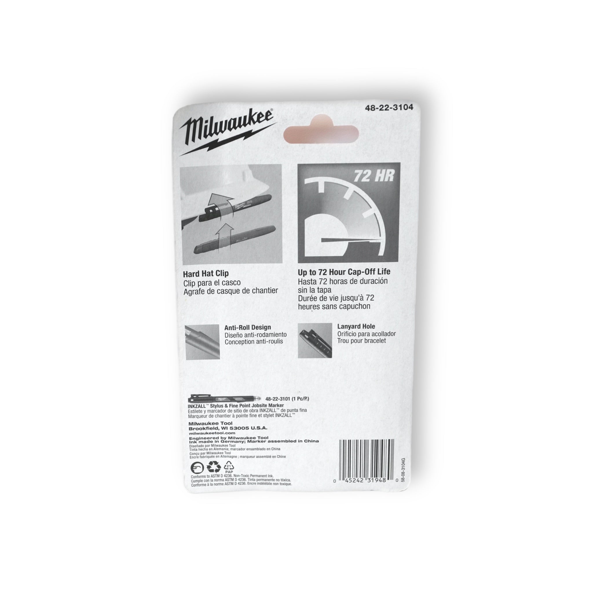 INKZALL Black Fine Point Jobsite Permanent Marker (4-Pack)