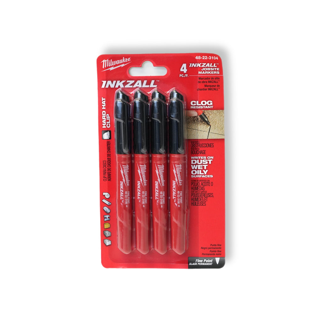 INKZALL Black Fine Point Jobsite Permanent Marker (4-Pack)