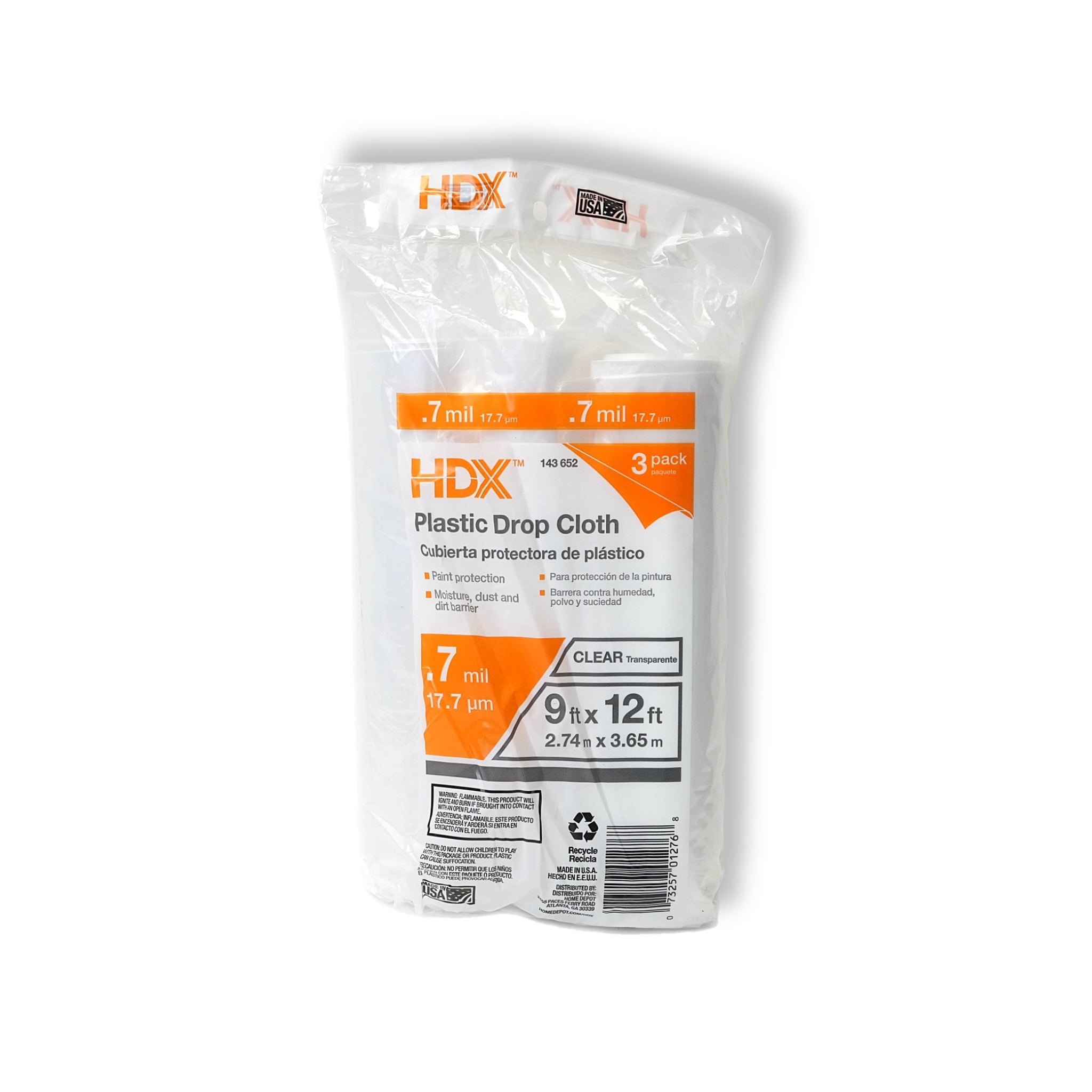 9 ft. x 12 ft. Clear Plastic Drop Cloths (3-Pack)