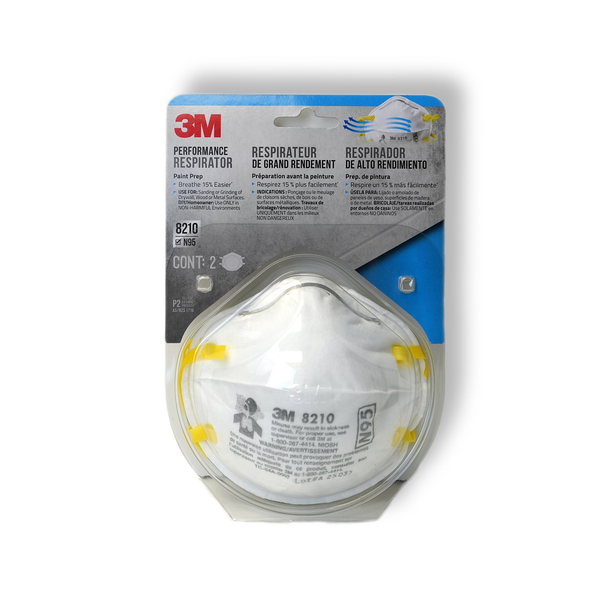 N95 Disposable Paint Prep Sanding Disposable Respirator Mask (2-Pack)