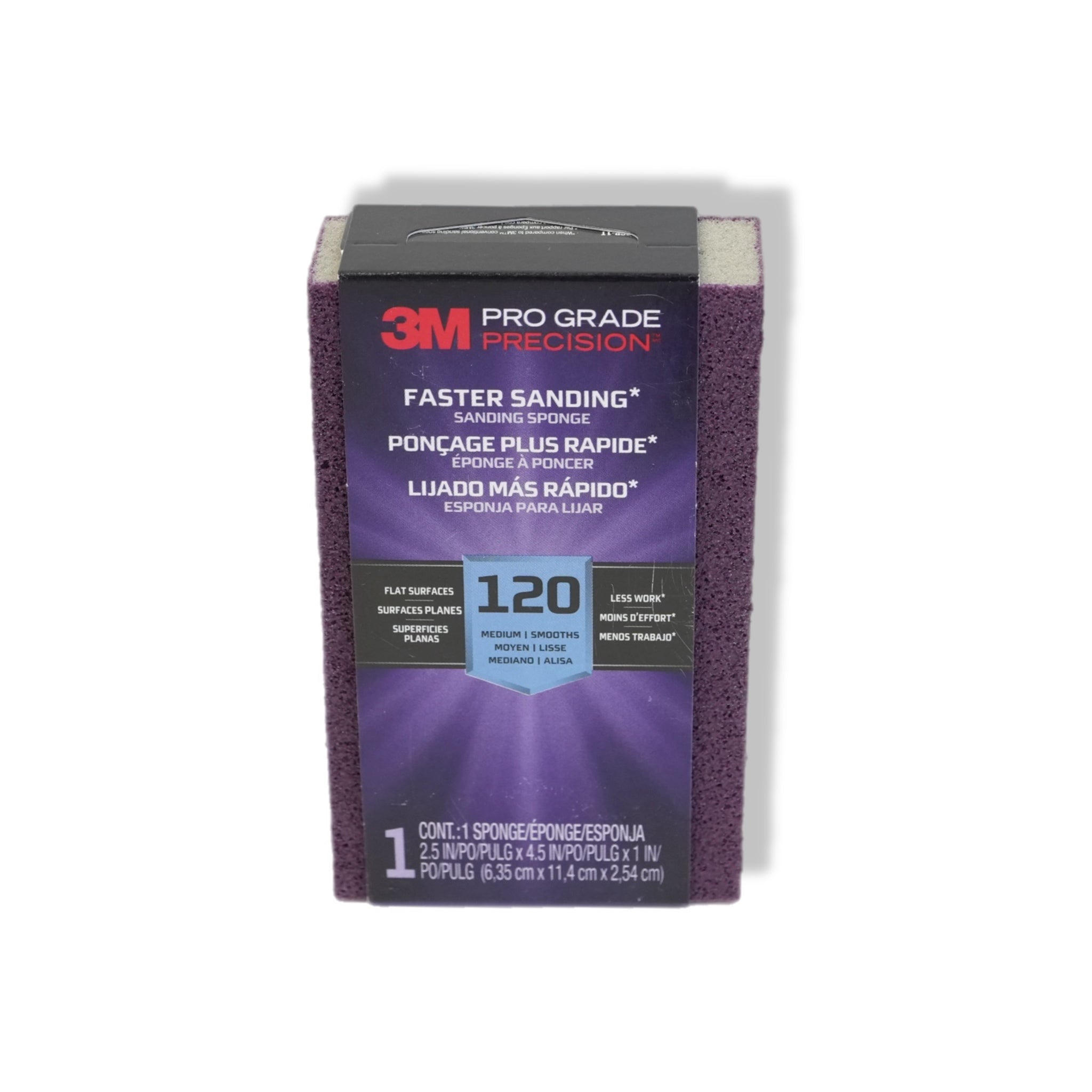 Pro Grade Precision 2 1/2 in. x 4-1/2 in. x 1 in. 120-Grit Medium Block Sanding Sponge (1-Pack)